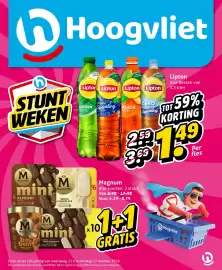 Hoogvliet folder week 43 Pagina 1: Hoogvliet h STUNT WEKEN 28 M MAGNUM 152 kcal PER STICK mini ALMOND AMANDE SUSTAINABLY