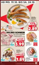 Kaufland Prospekt woche 43 Seite 20: K-PURLAND Schweinehackfleisch €1,89, K-PURLAND Kaiserbraten €6,99