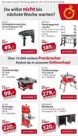 Sonderpreis Baumarkt Prospekt woche 43 Seite 2: GERMANIA® Werkbank €320,00, Einhell Bandsäge TC-SB 245 L €220,00