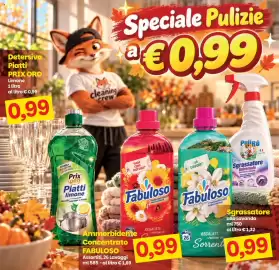 Volantino Prix Quality Pagina 9: Prix Oro Detersivo Piatti Limone €0,99, Fabuloso Ammorbidente Concentrato €0,99
