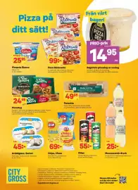 City Gross reklamblad vecka 43 Sida 13: Pop Bakery pizzadeg €24,95, Olw chips, cheez €69,00