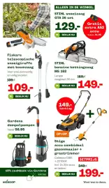 Welkoop folder Pagina 14: STIHL benzine kettingzaag MS 162 €149,00, Stiga accu combideal gazonmaaier + grastrimmer €199,00