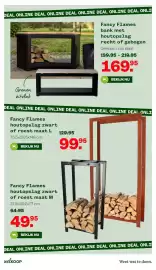 Welkoop folder Pagina 16: Fancy Flames houtopslag zwart of roest maat M €49,95, Fancy Flames bank met houtopslag €169,95