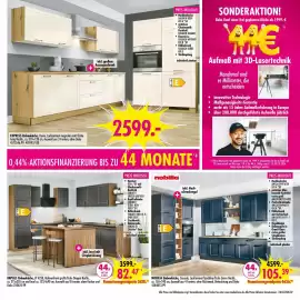 Möbel Boss Prospekt Seite 7: NOBILIA Einbauküche, Cascada, Lacklaminat fjordblau/Eiche Sierra Nachb. €105,39