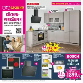 Möbel Boss Prospekt Seite 8: NOBILIA Einbauküche, Laser, Macchiato/Marmor Pangea grey Nachb. €3.299,00