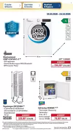 METRO Prospekt woche 43 Seite 5: Hoover Waschautomat H3WP 4134TAM/1-S €299,99, Regalwagen GSC2018GN €129,99