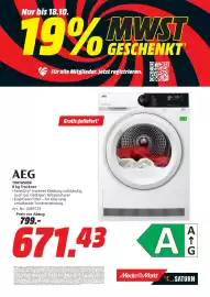 MediaMarkt Prospekt Seite 2: AEG 8 kg Trockner €671,43