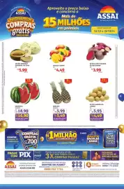 Encarte Assaí Atacadista Página 1: Melao-amarelo, espanhol ou dino €5,99, Manga-tommy €4,49