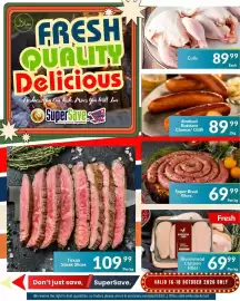 Super Save catalogue Page 1: Smoked Russians Cheese/ Chilli €89,99, Riversmead Chicken Fillet €69,99