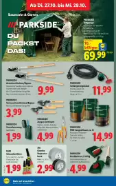 Lidl Flugblatt woche 43 Seite 35: Parkside Zeltgarage €69,99, Parkside Astscheren Amboss/Bypass €9,99