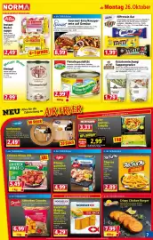 Norma Prospekt woche 44 Seite 7: Metzger Meher Linseneintopf €2,99, HiProtein Bar €1,99