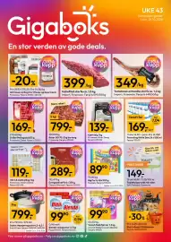 Gigaboks kundeavis uke 43 Side 1: Tomahawk entrecôte storfe €349,00, Big Party Mix €89,90