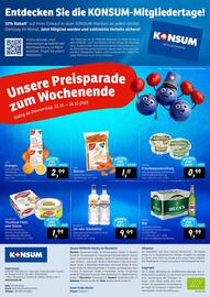 KONSUM Prospekt woche 43 Seite 12: Gordon's Gin oder Alkoholfrei €9,49, Bresso Frischkäse Zubereitung €0,99