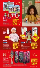 Lidl Prospekt Seite 33: BAYER DESIGN Piccolina-Puppe €17,99, HABA Puppe €19,99