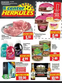 Edeka Herkules Prospekt woche 43 Seite 1: Krombacher Bier €10,99, Ehrmann Grand Dessert €0,49