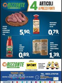 Volantino Orizzonte Supermercati Pagina 16: Rummo pasta di semola €1,39, Salsiccia di suino €5,90