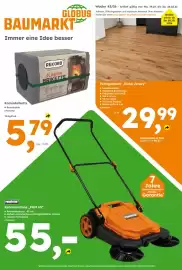 Globus Baumarkt Prospekt woche 43 Seite 1: PRIMASTER Kehrmaschine „PKM 65“ €55,00, REKORD Kaminbriketts €5,79