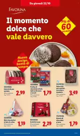 Volantino Lidl settimana 43 Pagina 21: Favorina Mini cioccolatini al latte in retina €1,19, Favorina €1,79