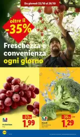 Volantino Lidl settimana 43 Pagina 4: Uva Red Globe €1,99, Broccoli €1,29