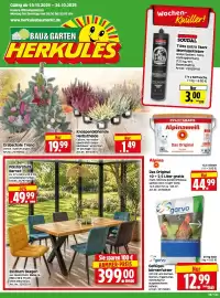 Herkules Baumarkt Prospekt woche 43 Seite 1: Garvo Geflügelkörnerfutter €12,99, Alpinaweiss Das Original €44,99