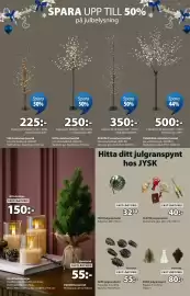 JYSK reklamblad Sida 15: KVASER konstträd €55,00, YGGDRASIL utomhus ljusträd €500,00