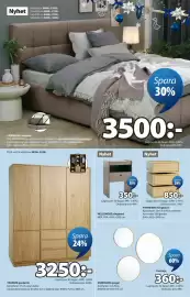 JYSK reklamblad Sida 21: FAVRBJERG sängbord €850,00, TRANUM garderob €3.250,00