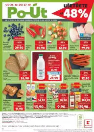 Kaufland leták týden 43 Strana 48: Chléb sedlácký kulatý €26,90, Uzeniny Příbram Debrecínské párky €12,90
