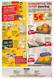 Multi Markt Prospekt woche 43 Seite 20: Dtsch. frisches Hähnchenbrustfilet €9,99, Ofenfrisches Weizenbrötchen €0,14