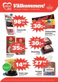 Nära dej reklamblad Sida 1: Potatis i påse €14,90, Blodpudding €30,00