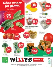 Willys Hemma reklamblad vecka 43 Sida 4: BABYPLOMMONTOMATER 500G €29,90, EKOLOGISKA MORÖTTER 1KG €14,90