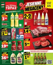 Topaz gazetka tydzień 43 Strona 1: Kawa rozpuszczalna Nescafe Classic €19,99, Mleko Wypasione 3,2% UHT €1,99