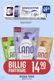 Rema 1000 kundeavis uke 43 Side 21: SENSODYNE CLINICAL WHITE €49,90, LANO HÅNDSÅPE REFILL €14,90