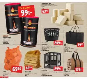 Jem&Fix reklamblad Sida 16: TRÄBRIKETTER €63,95, VEDPÅSE €79,95