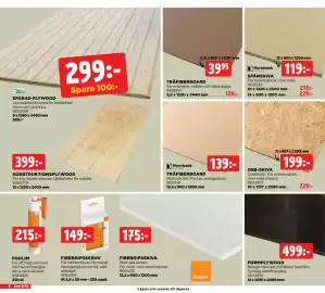 Jem&Fix reklamblad Sida 2: TRÄFIBERBOARD, SPÅNSKIVA