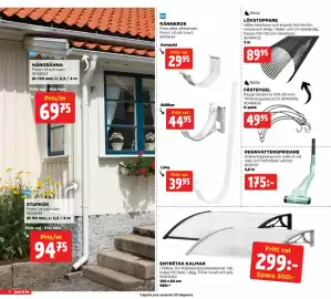 Jem&Fix reklamblad Sida 4: REGNVATTENSPRIDARE €175,00, HÄNGRÄNNA