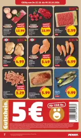 PENNY Flugblatt woche 43 Seite 7: RINDSGULASCH-FLEISCH €15,99, Delikatessa Putensurbraten gewürzt €5,99