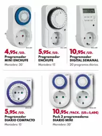 Catálogo BricoCentro Página 34: Programador mini enchufe €4,95, Pack 2 programadores diario mini €10,95