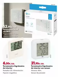 Catálogo BricoCentro Página 35: Termometro higrometro de interior con sensor €21,95, Termostato teide con wifi €52,95
