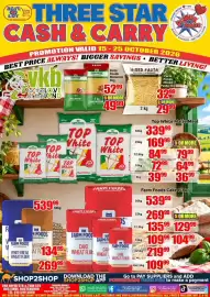 Three Star Cash and Carry catalogue Page 1: Farm Foods White Bread Wheat Flour €269,99, Farm Foods Macaroni €49,99