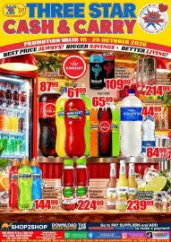 Three Star Cash and Carry catalogue Page 3: Frutesca Cranberry Juice €224,99, Dragon Energy Drink Assorted €109,99