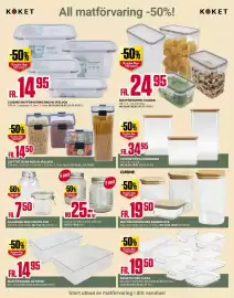ÖoB annonsblad vecka 43 Sida 11: Cuisine matförvaring med bambulock €19,50, Glasburk med snäpplock €7,50