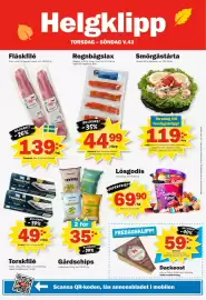 Pekås reklamblad vecka 43 Sida 8: Regnbågslax €44,99, Smörgåstårta €119,00