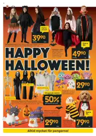 Rusta reklamblad vecka 43 Sida 4: Halva priset! 3990 (79:90) Maskeradset, barn Passar lika bra på maskeradkalas som på