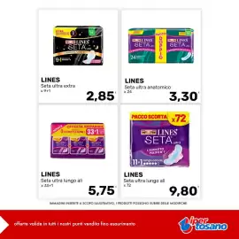 Volantino Iper Tosano settimana 43 Pagina 7: Lines Seta ultra lungo ali €9,80, Lines Seta ultra lungo ali €5,75
