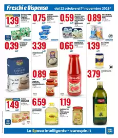 Volantino Eurospin Pagina 3: Carciofini alla contadina sottolio €1,19, Ragù alla salsiccia €1,49
