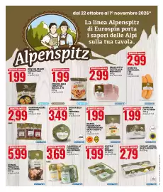 Volantino Eurospin Pagina 8: Boscatella del Trentino €3,49, Burro da Latte Fieno Alpenspitz €1,99