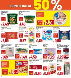Volantino Galassia Pagina 2: Findus filetti di merluzzo €4,59, Senfter würstel di puro suino €1,49