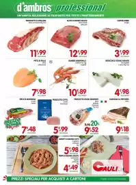 Volantino D'Ambros Pagina 6: Gamberi Argentina L1 €10,89, Aletta di bovino adulto €12,99