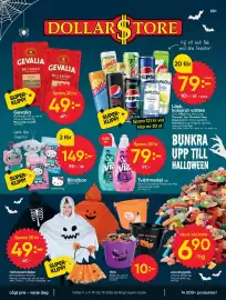 DollarStore annonsblad vecka 43 Sida 1: Via Tvättmedel €79,00, Läsk, kolsyrat vatten €79,00