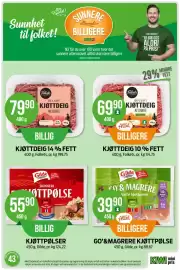 Kiwi kundeavis uke 43 Side 5: GO’&MAGRERE KJØTTPØLSE €39,90, KJØTTDEIG 14 % FETT €79,90